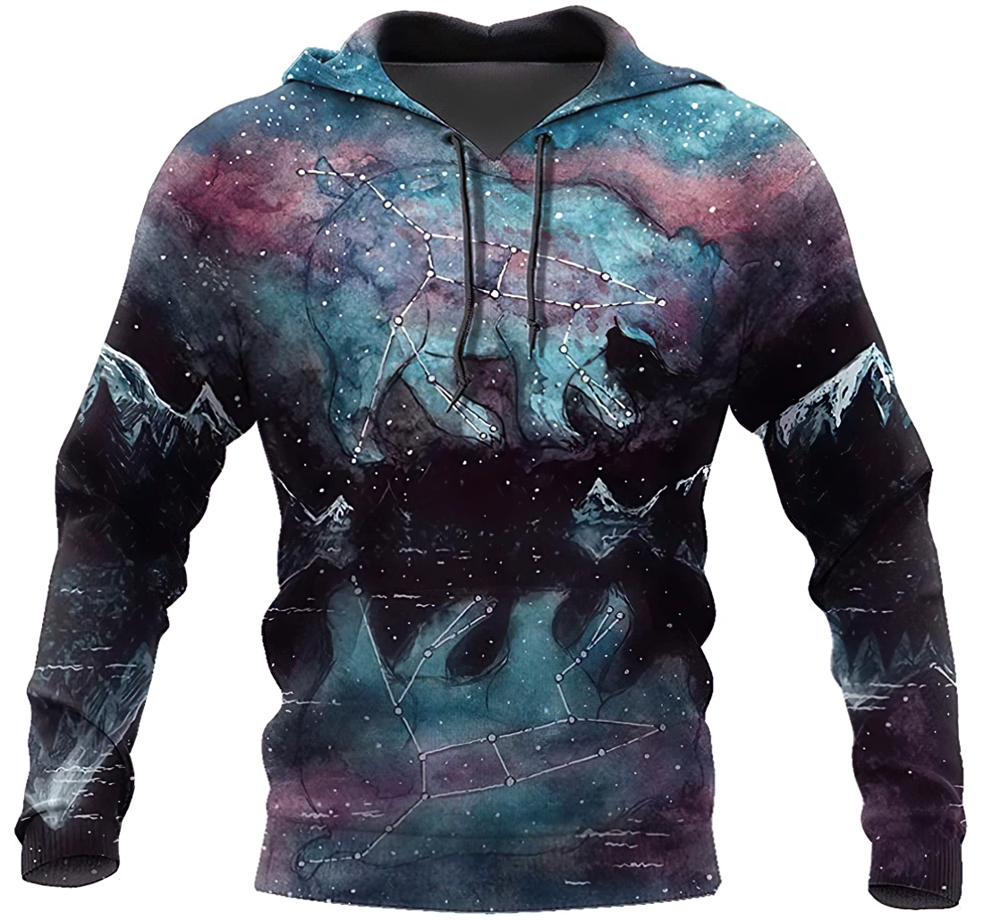 Love Bear Galaxy Lightweight Premium Sportwear Up - 3D Printed Pullover Hoodie