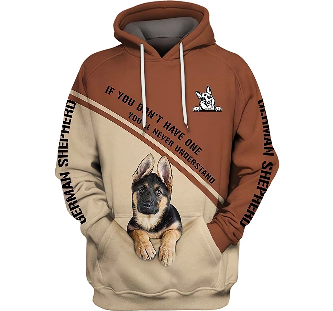 Cute German Shepherd Lightweight Premium Sportwear Up - 3D Printed Pullover Hoodie