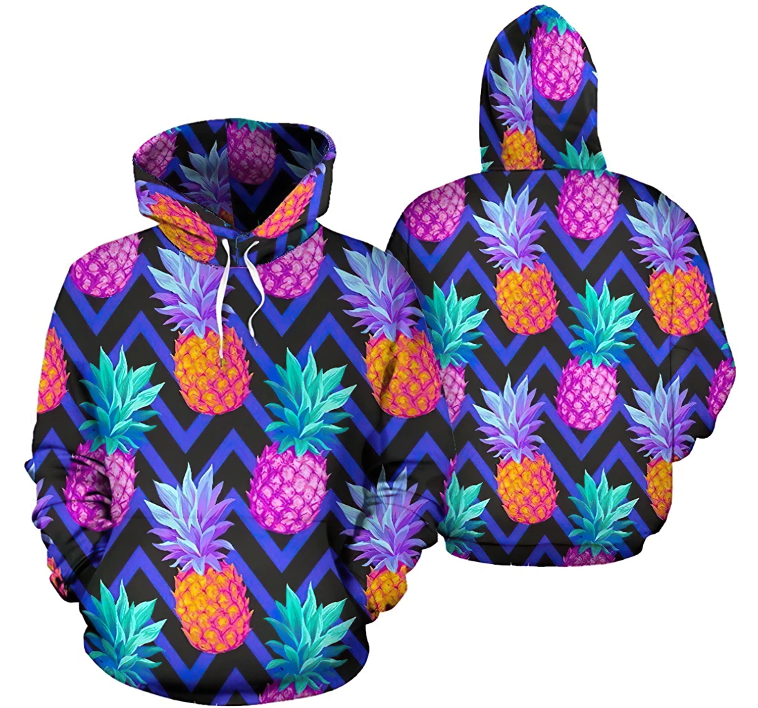 Pineapple Color Art Pattern Lightweight Sportwear Up - 3D Printed Pullover Hoodie