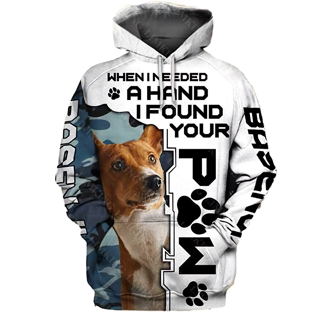 Basenji Dog In White Lightweight Premium Sportwear Up - 3D Printed Pullover Hoodie