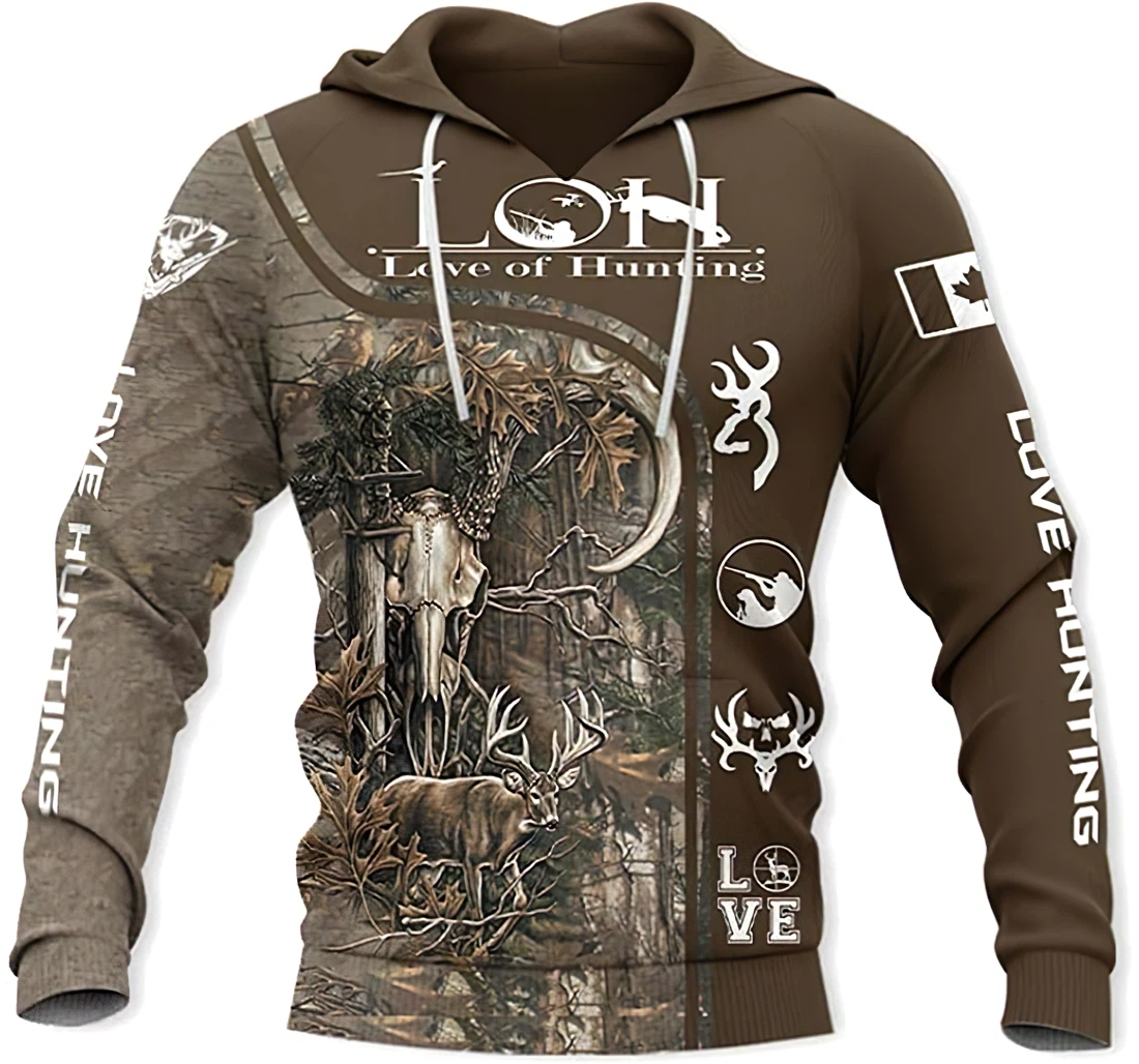 Deer Hunting Ca Flag Lovers Lightweight Premium Sportwear Up - 3D Printed Pullover Hoodie