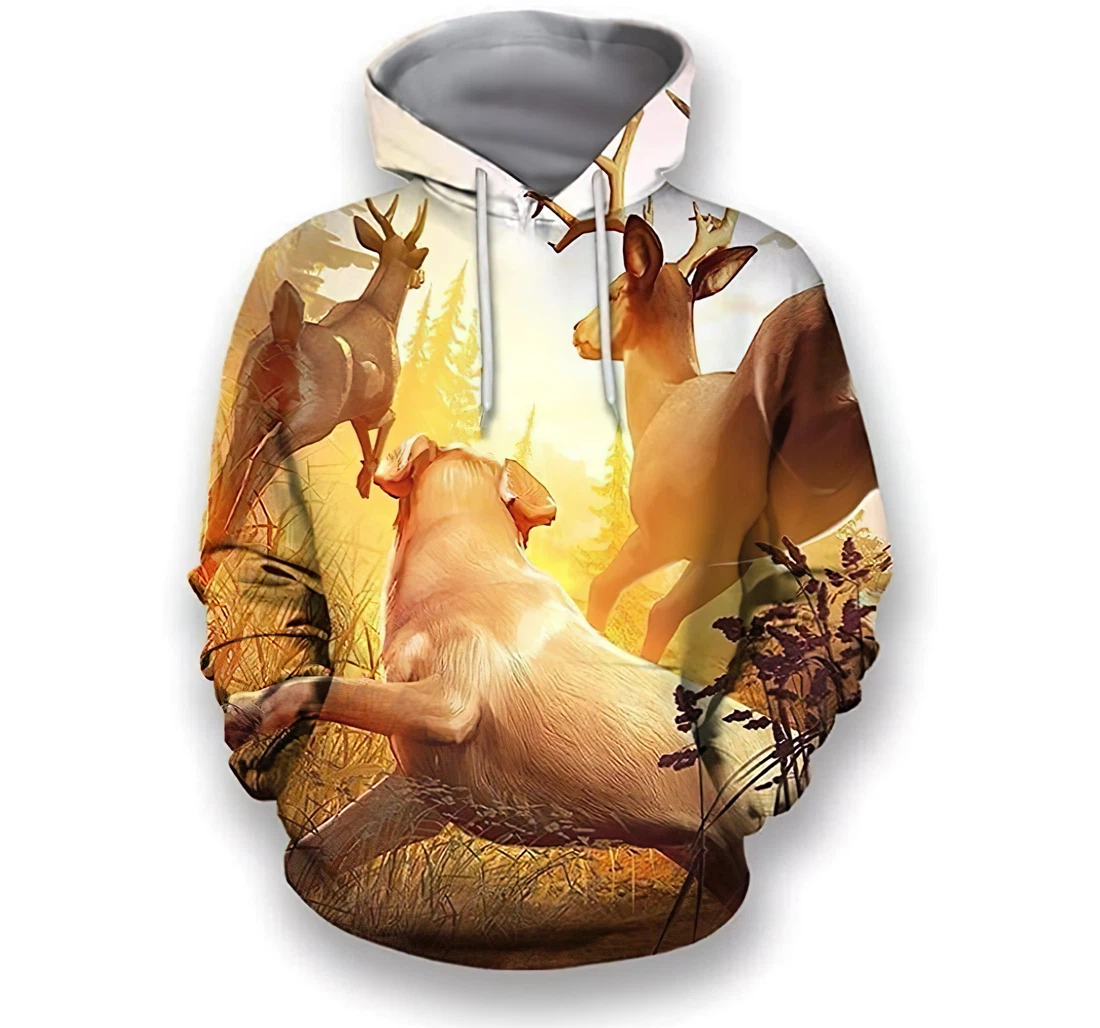 Hunting Dog Sunset Lightweight Premium Sportwear Up - 3D Printed Pullover Hoodie