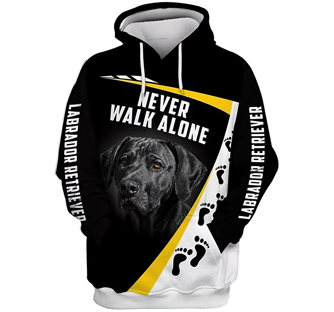 Labrador Retriver Never Walk Alone Lightweight Premium Sportwear Up - 3D Printed Pullover Hoodie