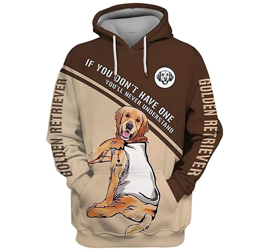 Golden Retriever Love Mom Lightweight Premium Sportwear Up - 3D Printed Pullover Hoodie