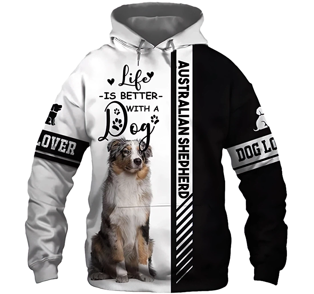 Australian Shepherd Life Is Better With A Dog Lightweight Premium Sportwear Up - 3D Printed Pullover Hoodie