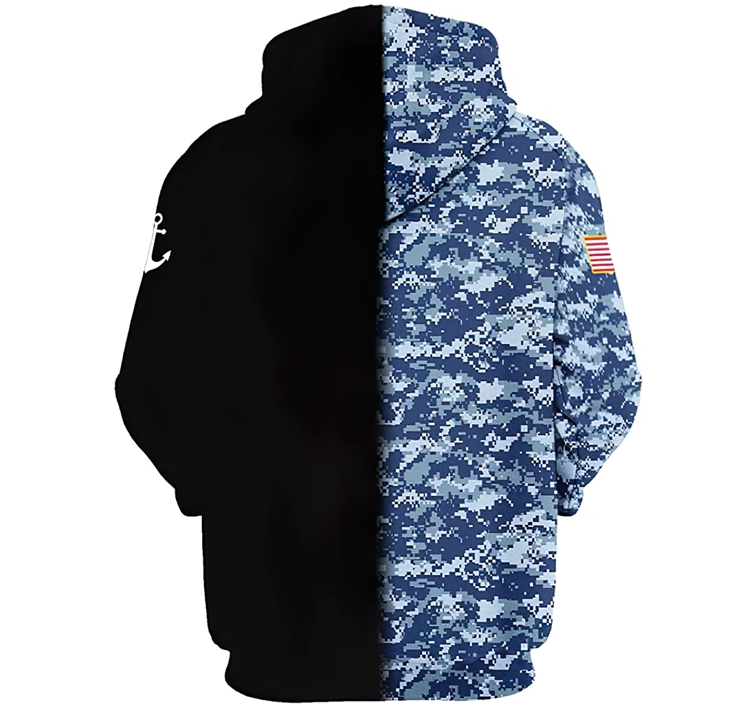 U.s Army Navy Veteran Blue Camo And Color Man And Woman - 3D Printed Pullover Hoodie