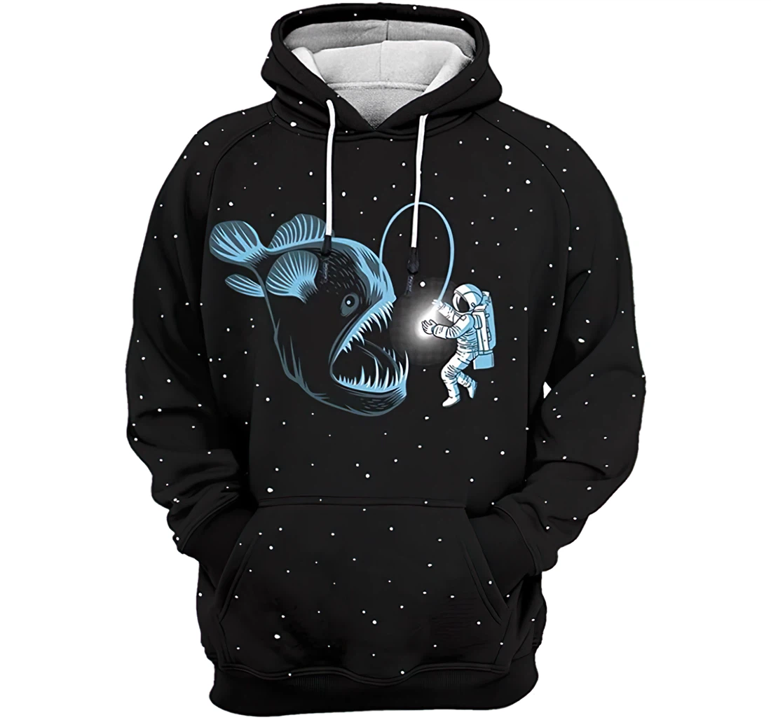 Anglerfish Astronaut Man And Woman - 3D Printed Pullover Hoodie