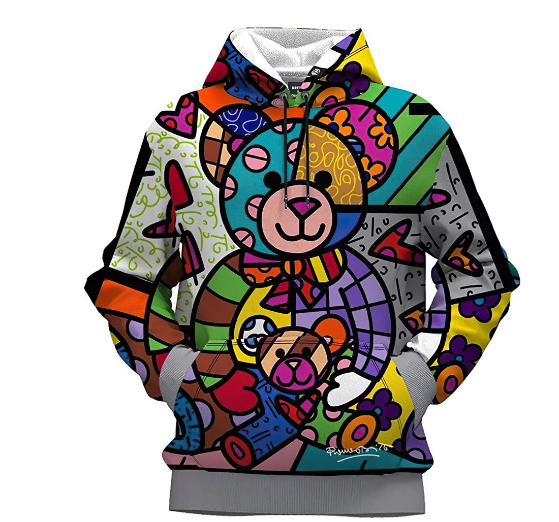 Bear Family Colorful Man And Woman - 3D Printed Pullover Hoodie