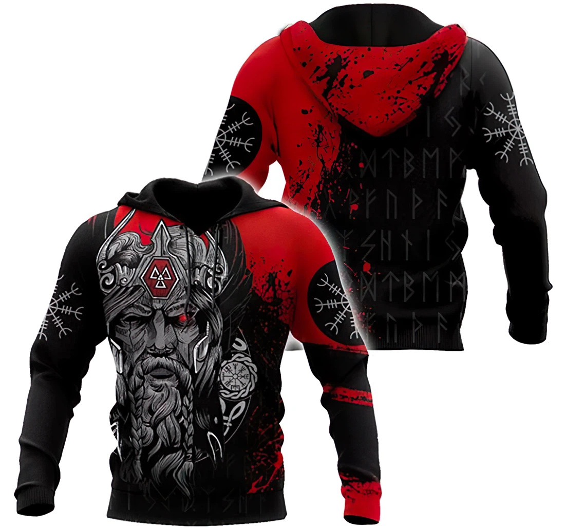 Viking Odin Blood Pattern Unisex Included - 3D Printed Pullover Hoodie