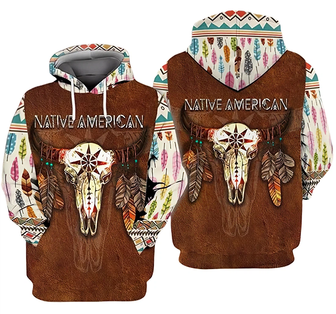 Native American Deer Skull Included - 3D Printed Pullover Hoodie