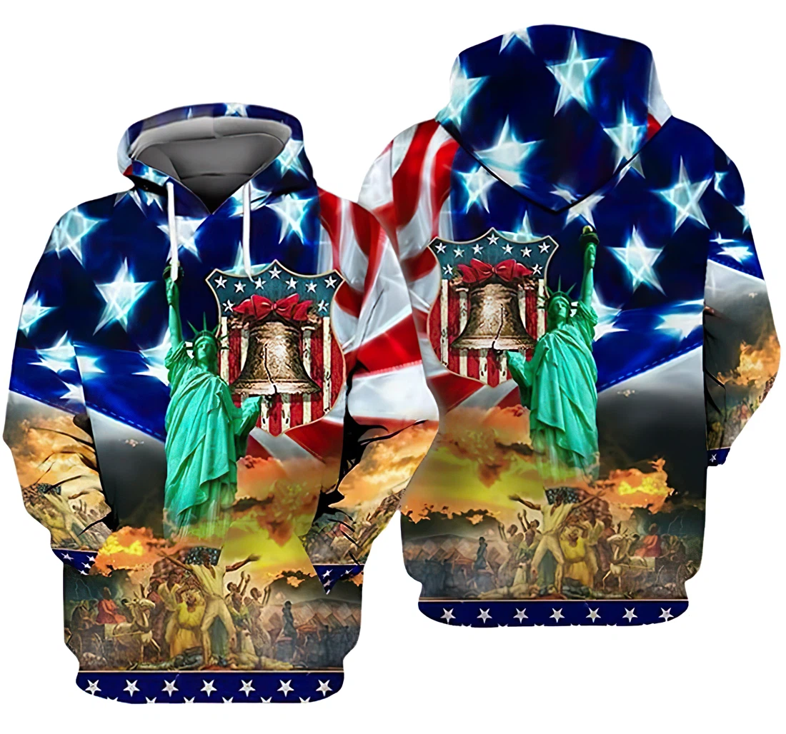 Us Veteran Liberty America Flag Art - 3D Printed Pullover Hoodie