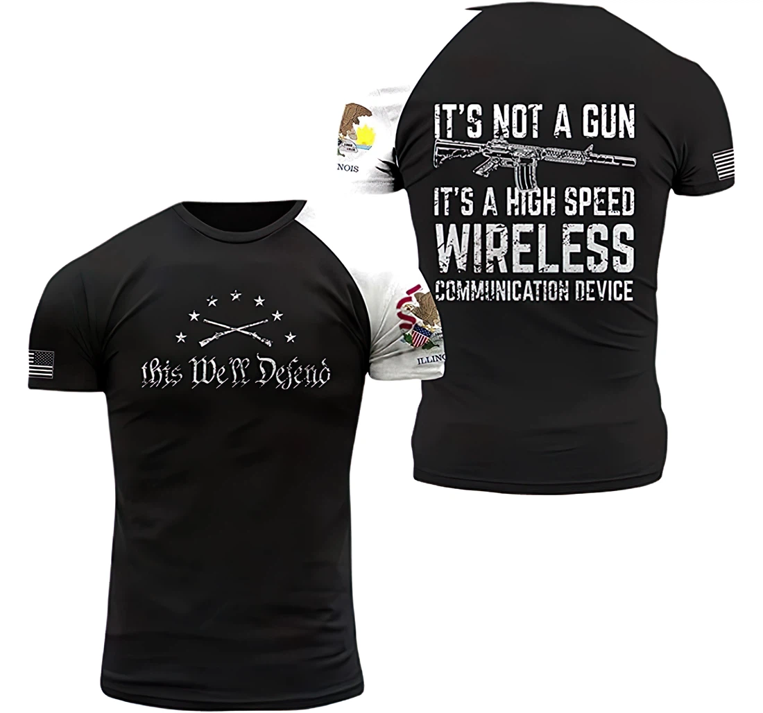 Illinois Patriots It's Not A Gun It's A High Speed Wireless Communication Device Unisex Included - 3D Printed T-shirt