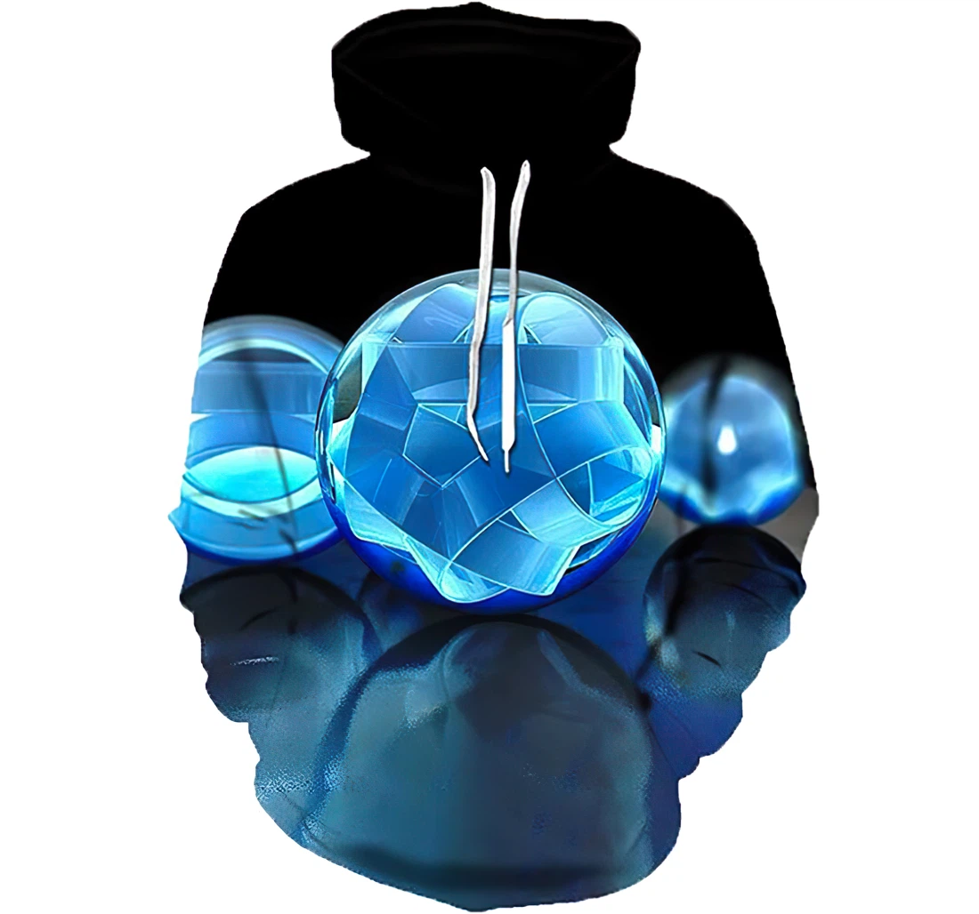 Blue Woven Ball Man And Woman - 3D Printed Pullover Hoodie