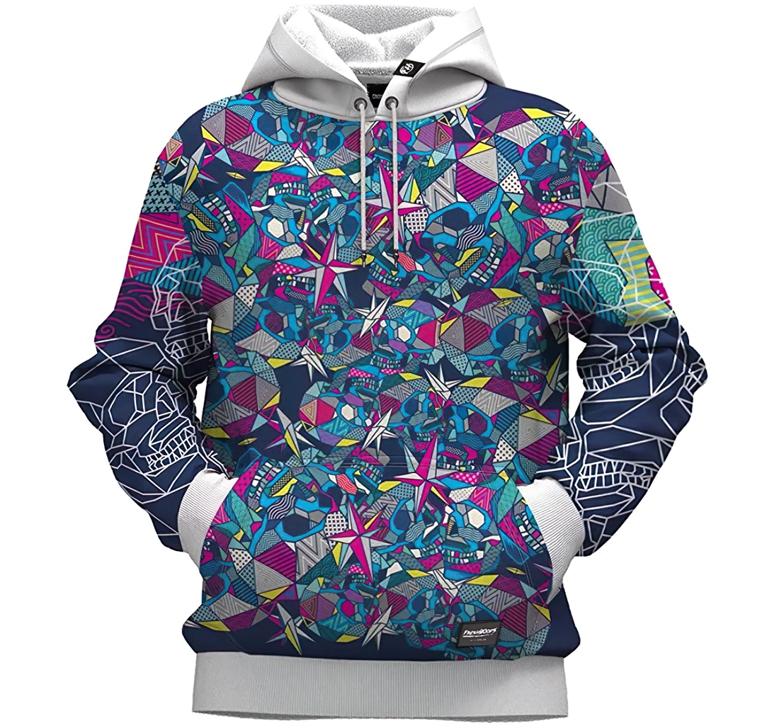 Geometric Skull Man And Woman - 3D Printed Pullover Hoodie