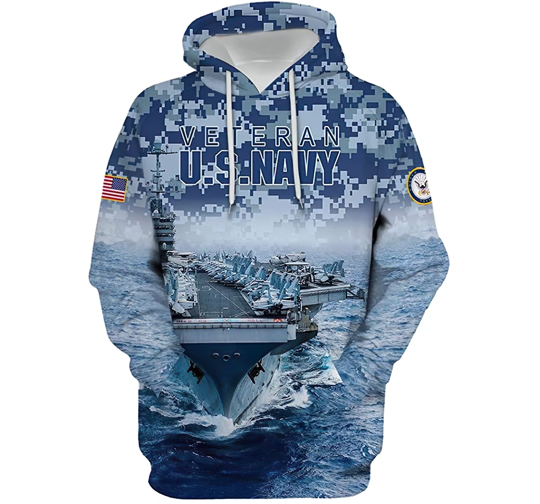 U.s Army Navy Veteran Battleship Camo Color Man And Woman - 3D Printed Pullover Hoodie