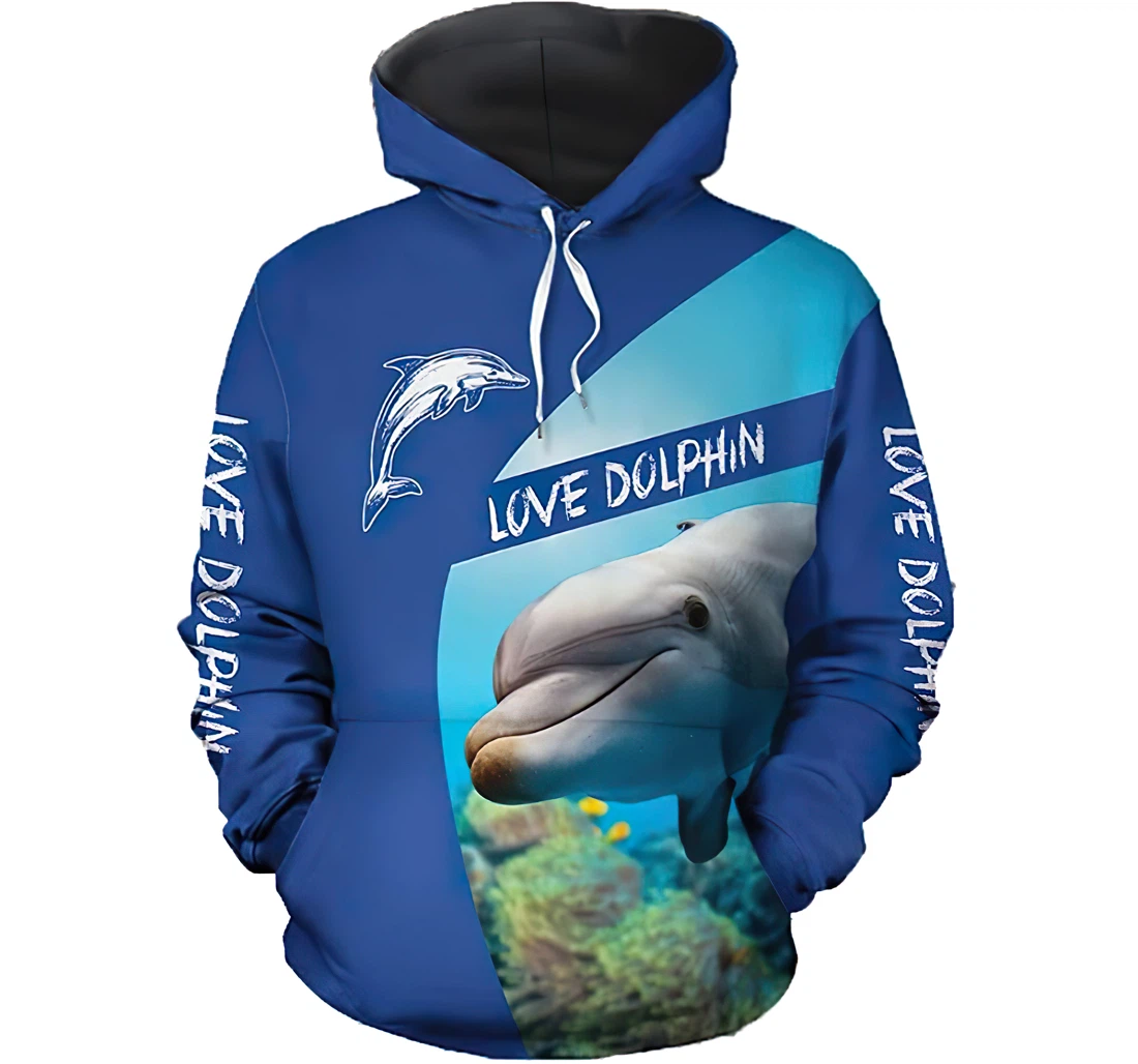 Love Dolphin Man And Woman - 3D Printed Pullover Hoodie