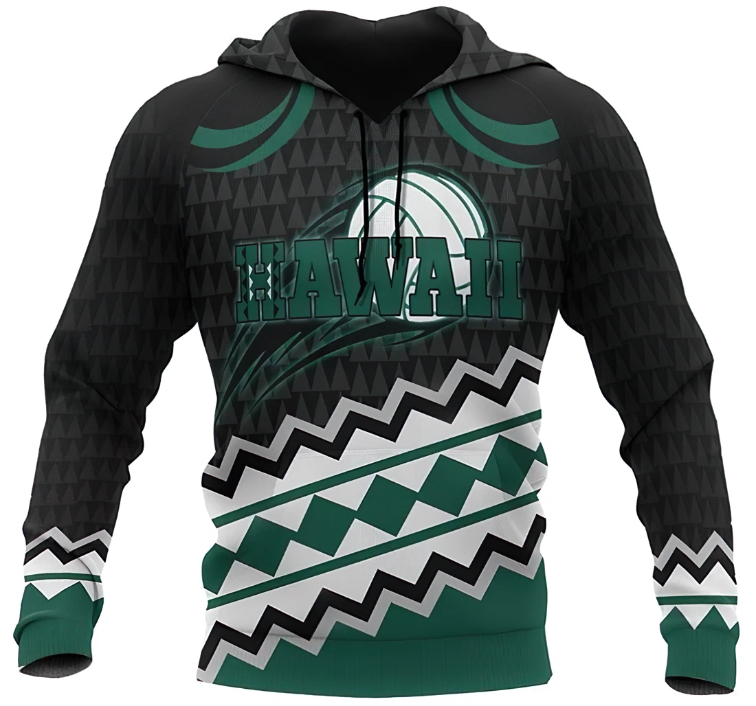 Hawaii Polynesian Tattoo Style Green And Color Man And Woman - 3D Printed Pullover Hoodie