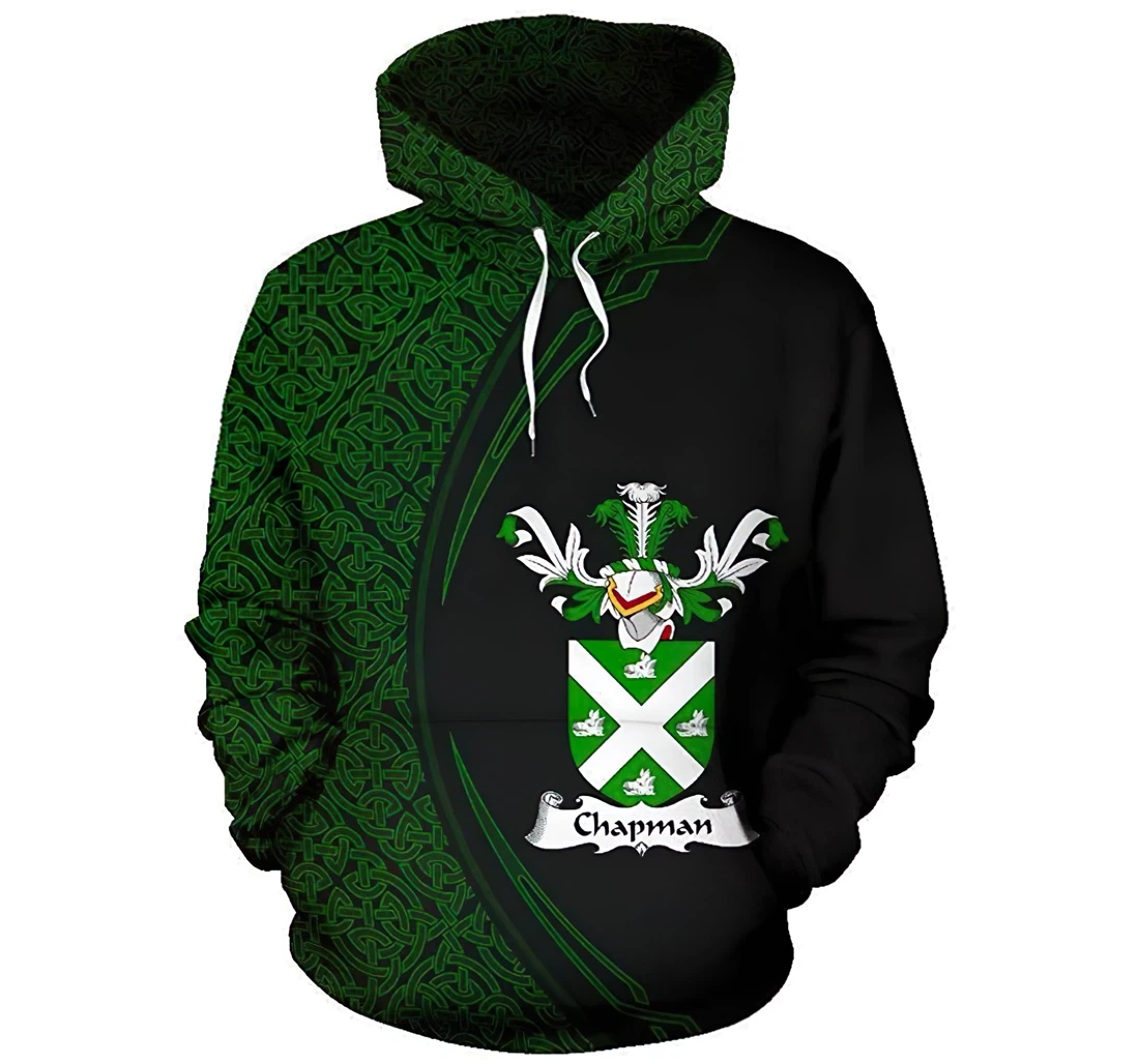 Chapman Family Crest Irish Circle Style Hoodiest-shirt - 3D Printed Pullover Hoodie