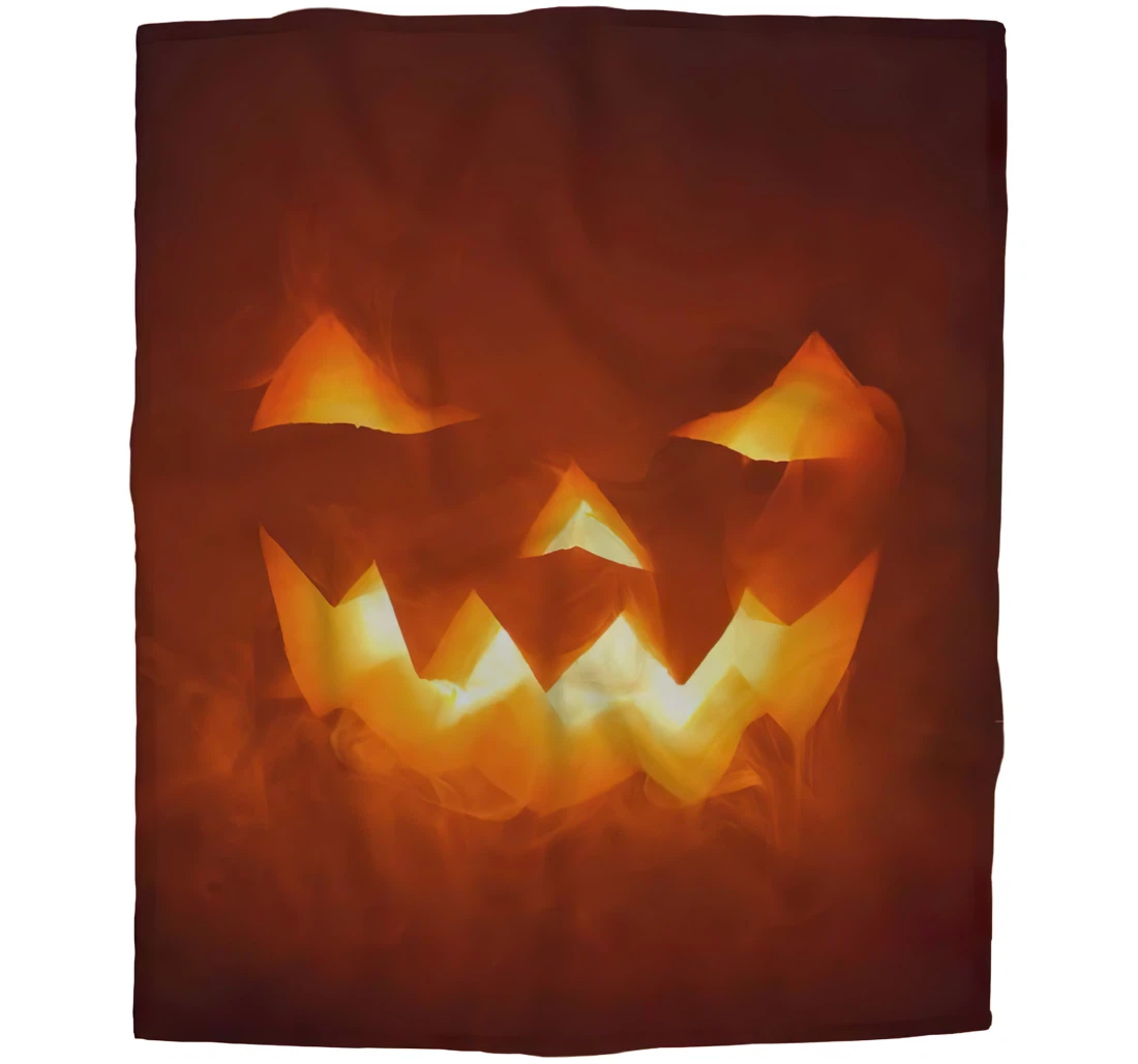 Throw Blanket, Quilt - Pumpkin Lantern Girls Boy Baby Kids Scary Halloween Pumpkin Looking Through The Smoke Car Es Sherpa Fleece