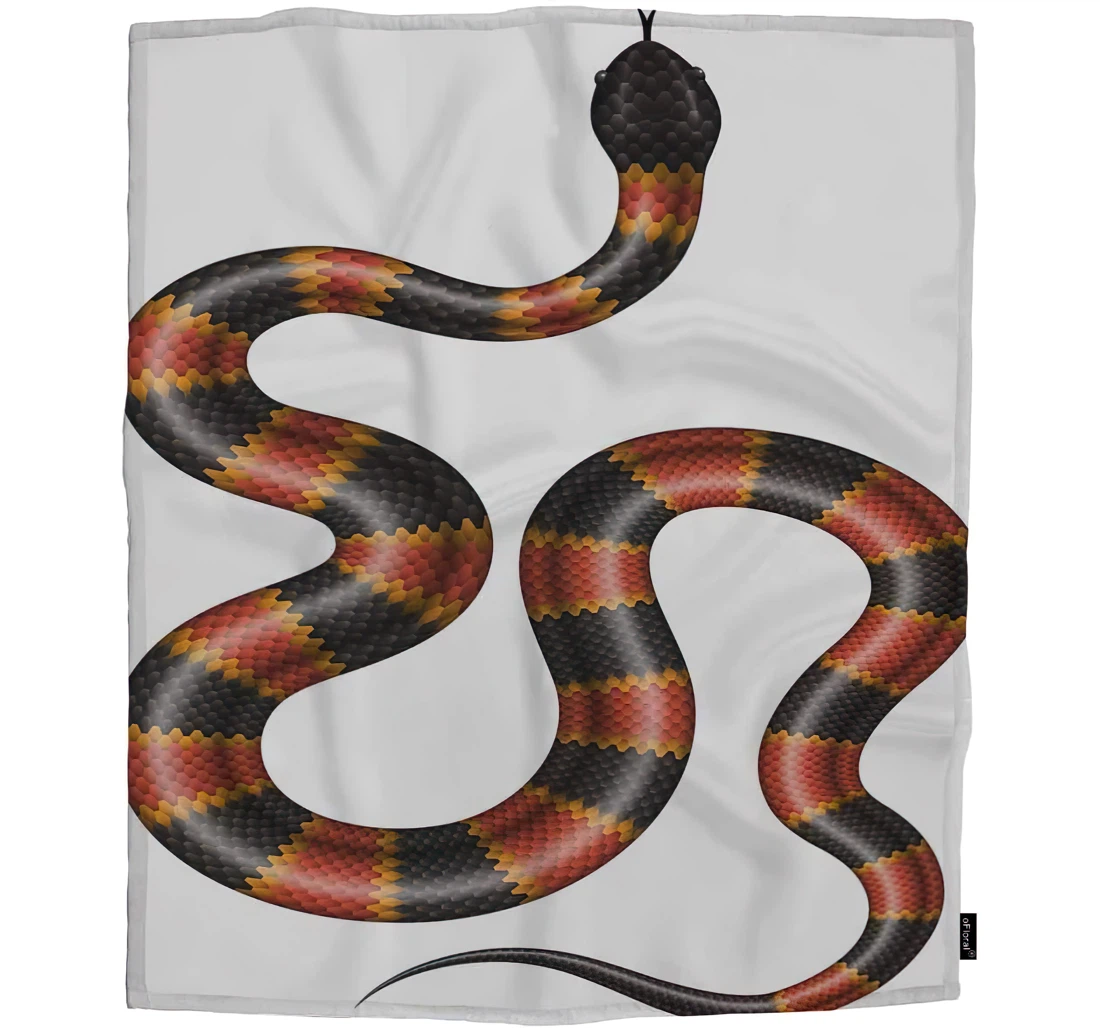 Throw Blanket, Quilt - Coral Snake Girls Boy Baby Kids Isolated Tropical Serpent On White Background Car Es Sherpa Fleece