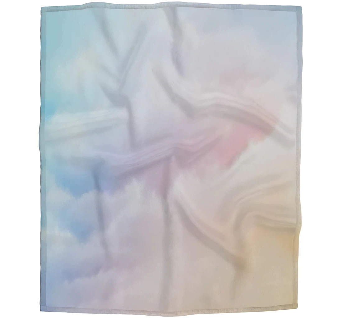 Throw Blanket, Quilt - Cloud Girls Boy Baby Kids Pastel Colored Orange To Blue Gradient Car Es Sherpa Fleece