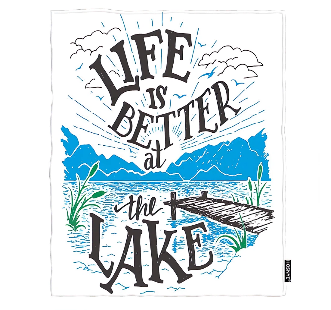 Throw Blanket, Quilt - Lake House Sign Bedlife Is Better At The Lake Lakeside Living Cabin Reversible Sherpa Fleece