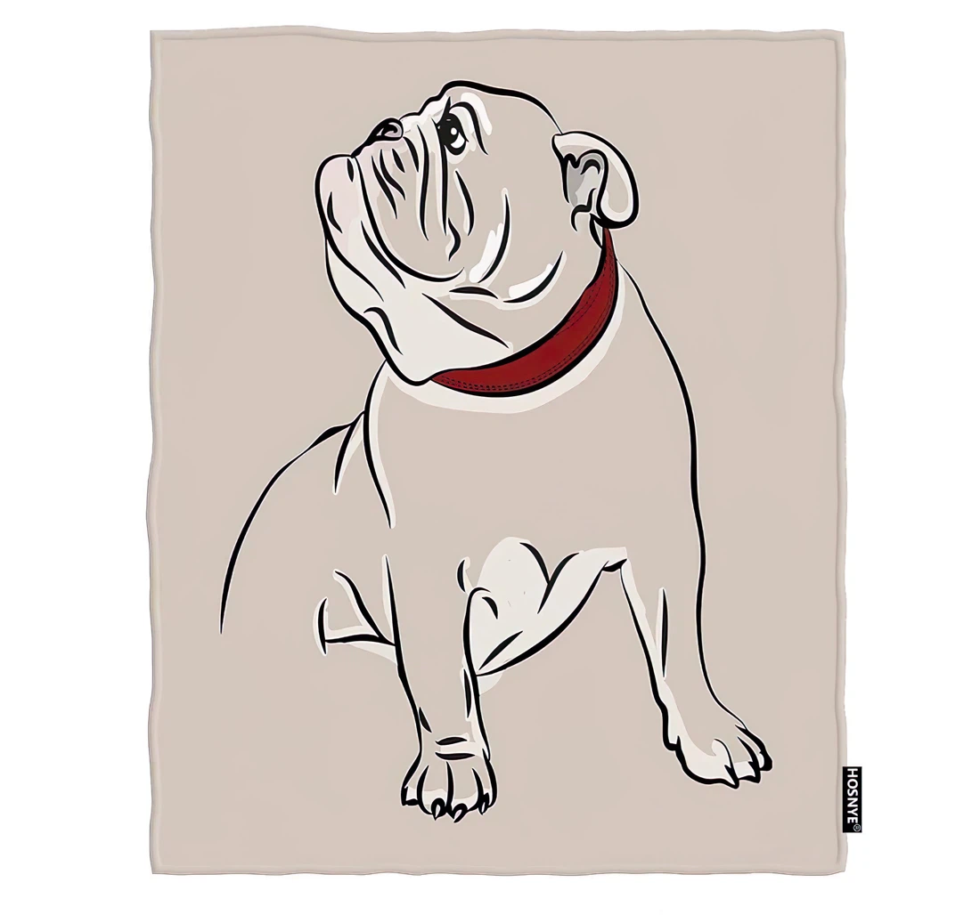 Throw Blanket, Quilt - Dog Cold Vector Image Of The English Bulldog Car Sherpa Fleece