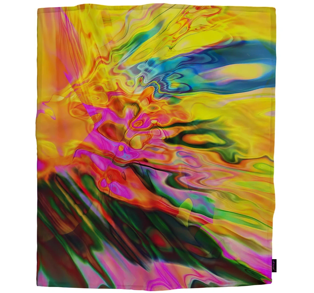 Throw Blanket, Quilt - Blurred Blots Girls Boy Baby Kids Bright Gold Pink Fuchsia Blue Orange And Green Car Es Sherpa Fleece