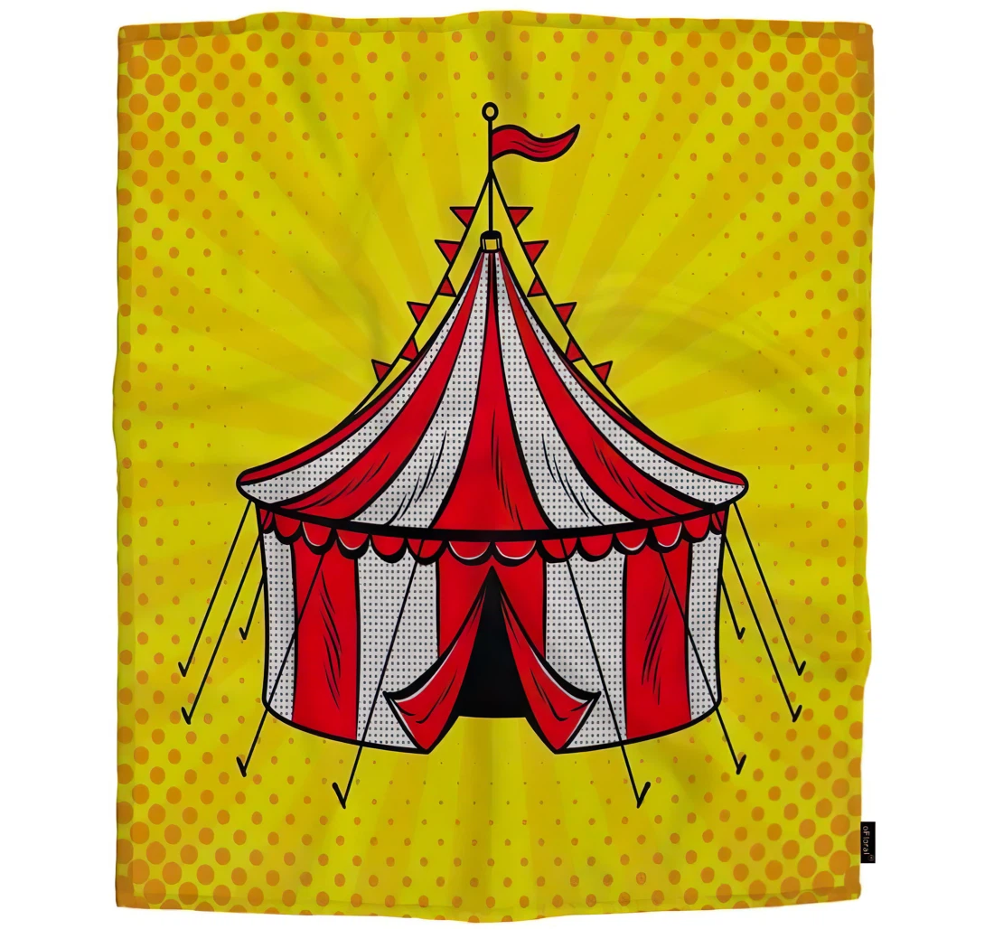 Throw Blanket, Quilt - Circus Tent Kids Blanketred And White Stripes Pop Art Retro Comic Book Style Chair Travel Es Sherpa Fleece