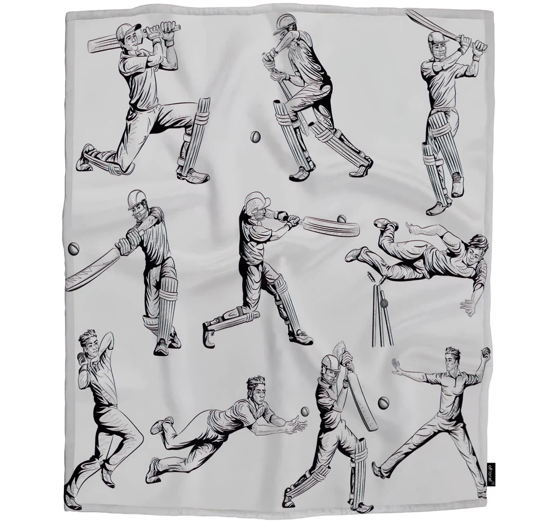 Throw Blanket, Quilt - Sportsman Girls Boy Baby Kids Playing Cricket Sport Fitness Team Spirit Car Es Sherpa Fleece