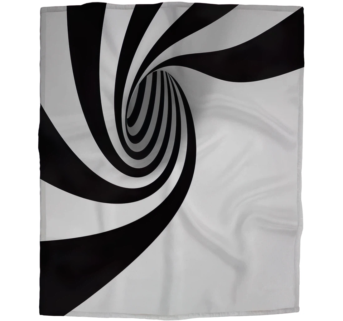 Throw Blanket, Quilt - Abstract Spiral Girls Boy Baby Kids Empty Space Black And White Car Es Sherpa Fleece