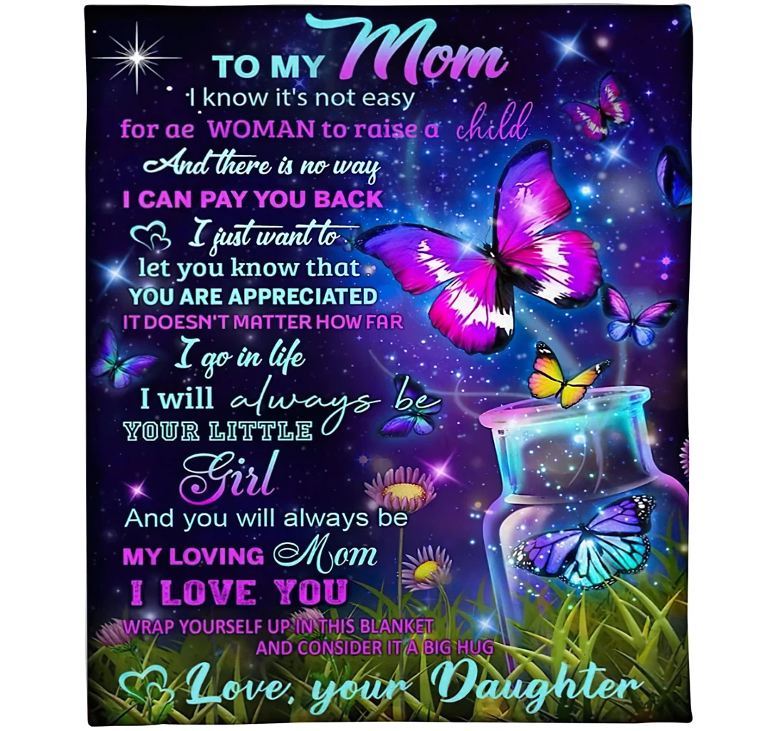 Throw Blanket, Quilt - Personalized To My Mom Butterflies Family From Daughter Customized Colorful Butterflies In The Meadow Premium Gifts Sherpa Fleece