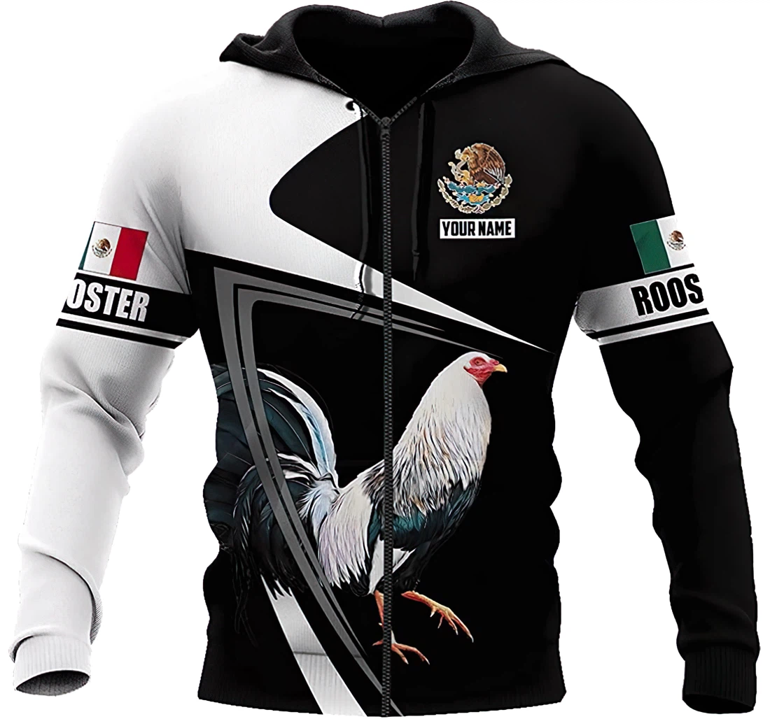 Personalized Mexican Rooster Beautiful All Over Lightweight Up - 3D Printed Pullover Hoodie