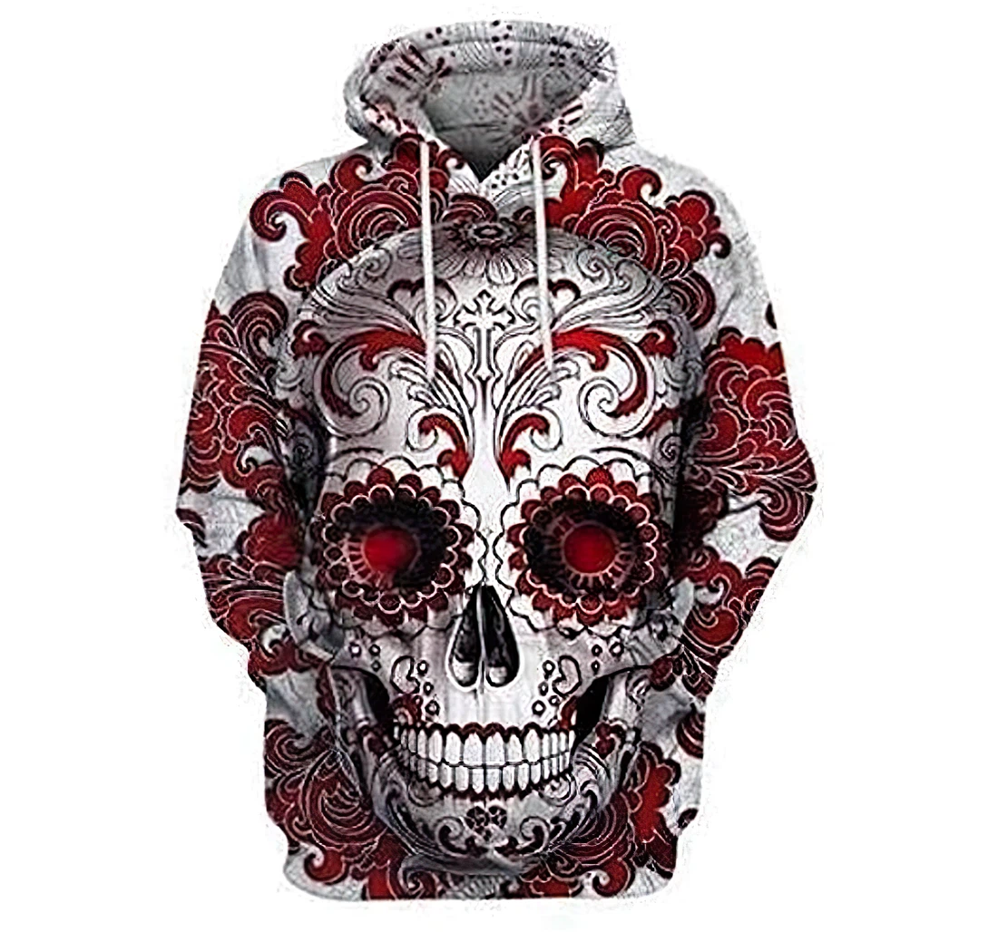 Skull All Overed Fleece Drawstring Lightweight Premium Sportwear Up - 3D Printed Pullover Hoodie