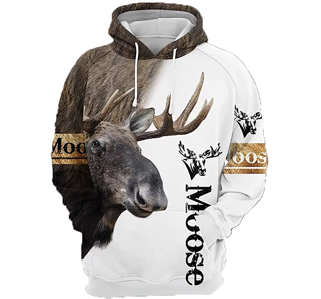 Moose Hunting Tshirt - 3D Printed Pullover Hoodie