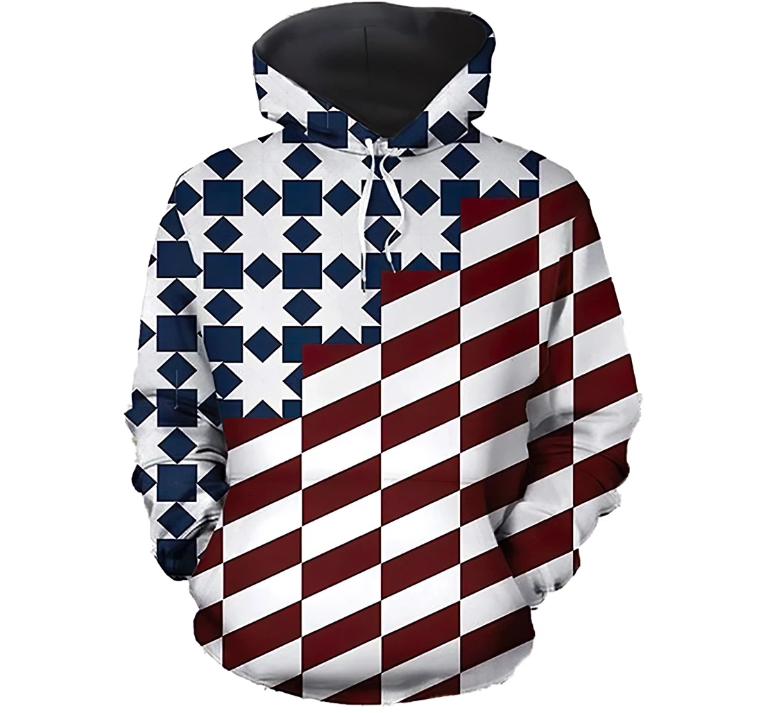 Patriot Star American Flag Tshirt - 3D Printed Pullover Hoodie