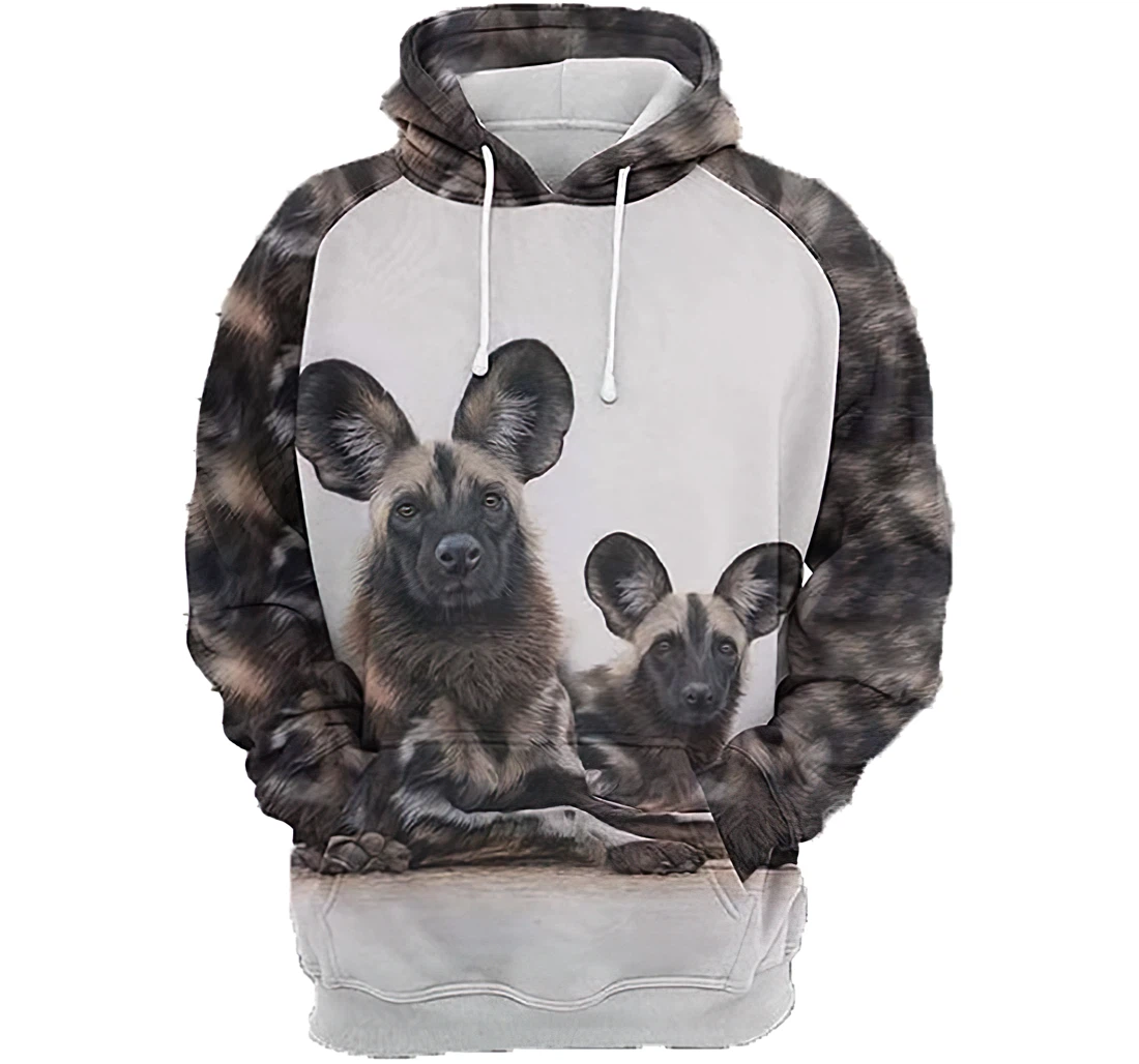 African Wild Dog Family Tshirt - 3D Printed Pullover Hoodie