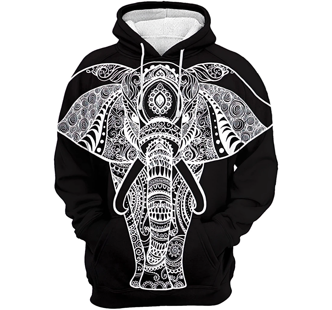 Elephant And White Tshirt - 3D Printed Pullover Hoodie