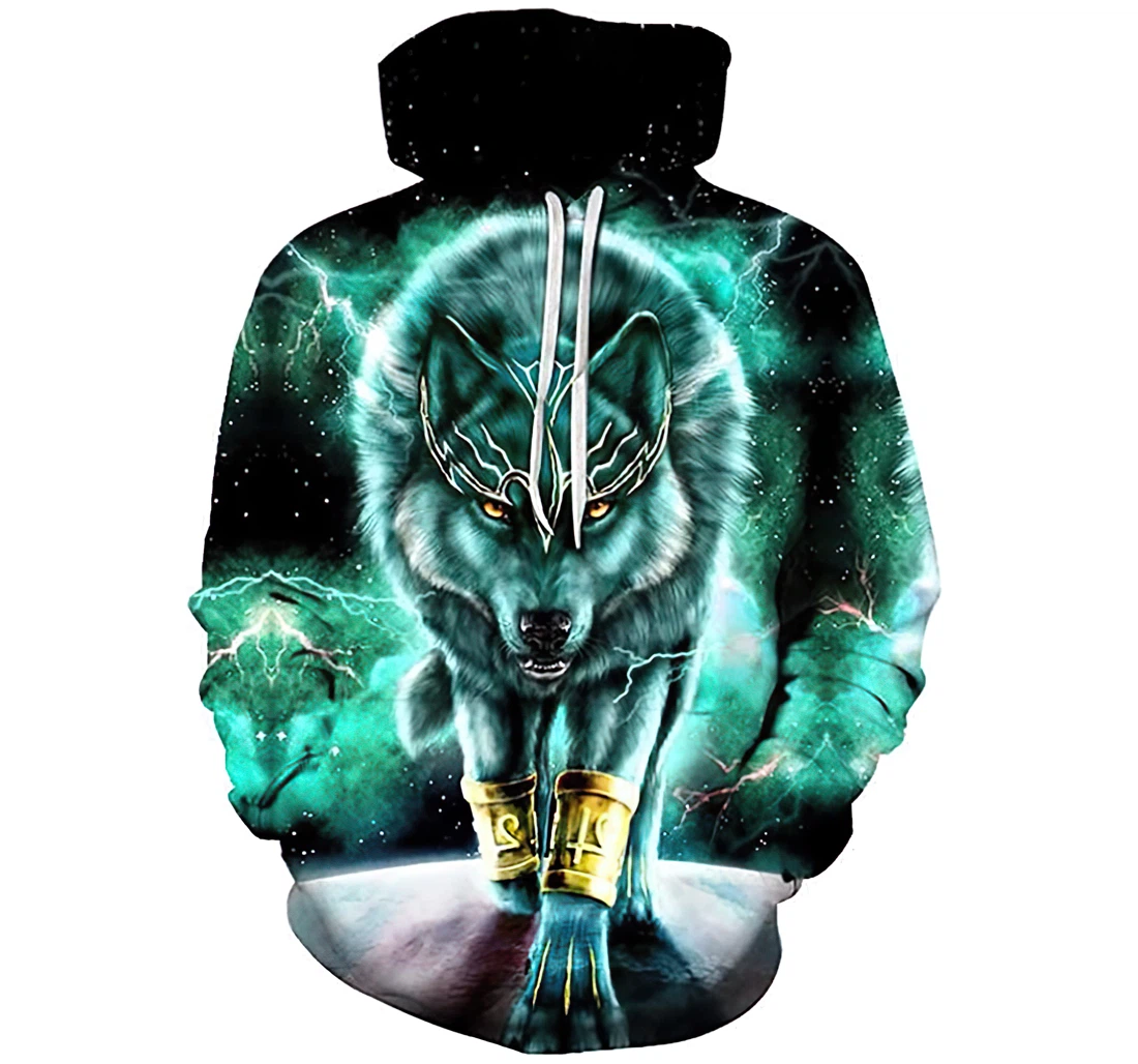 Green Warwolf Space Background Tshirt - 3D Printed Pullover Hoodie