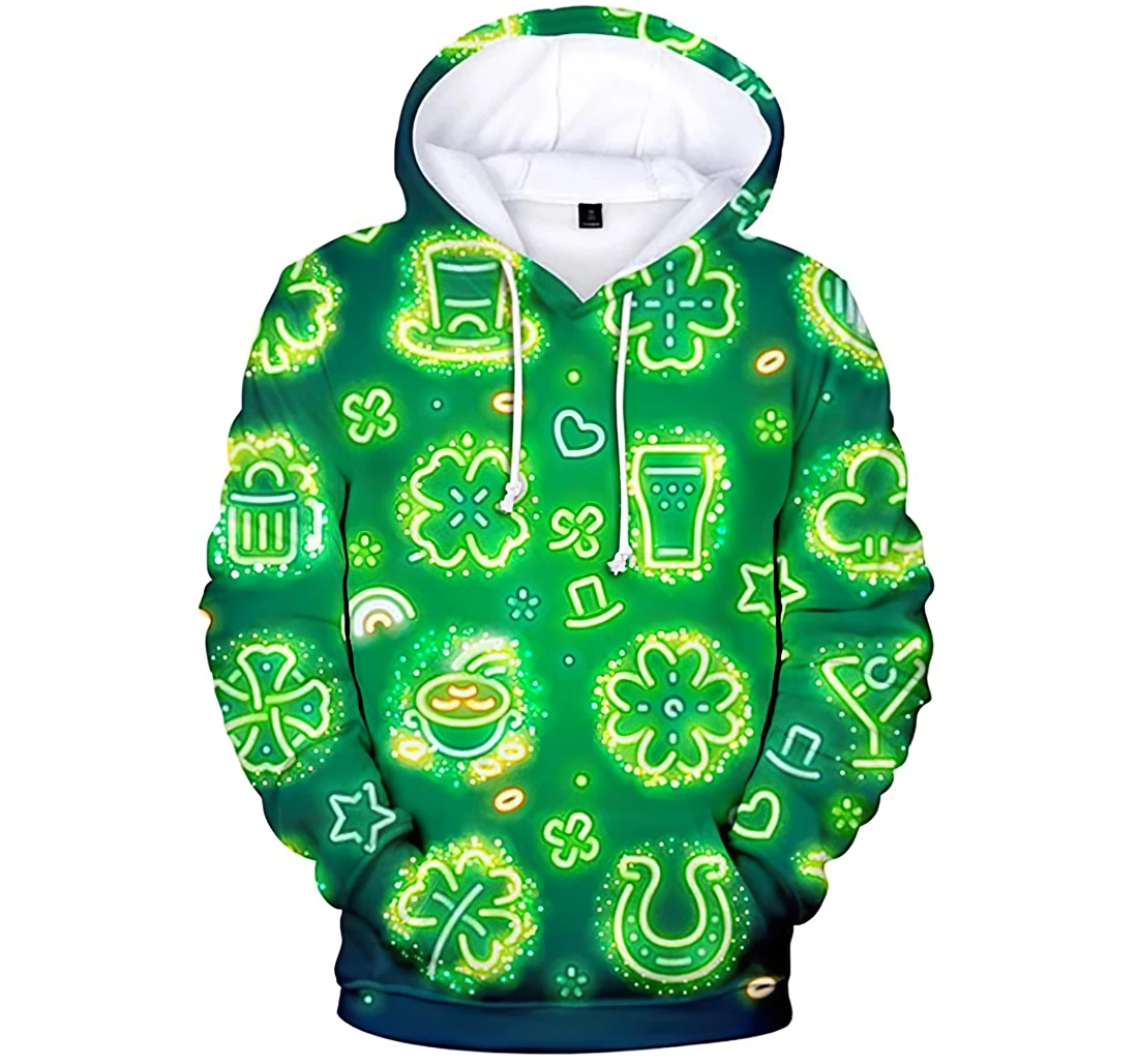 Irish Saint Patrick's Day Symbol Tshirt - 3D Printed Pullover Hoodie