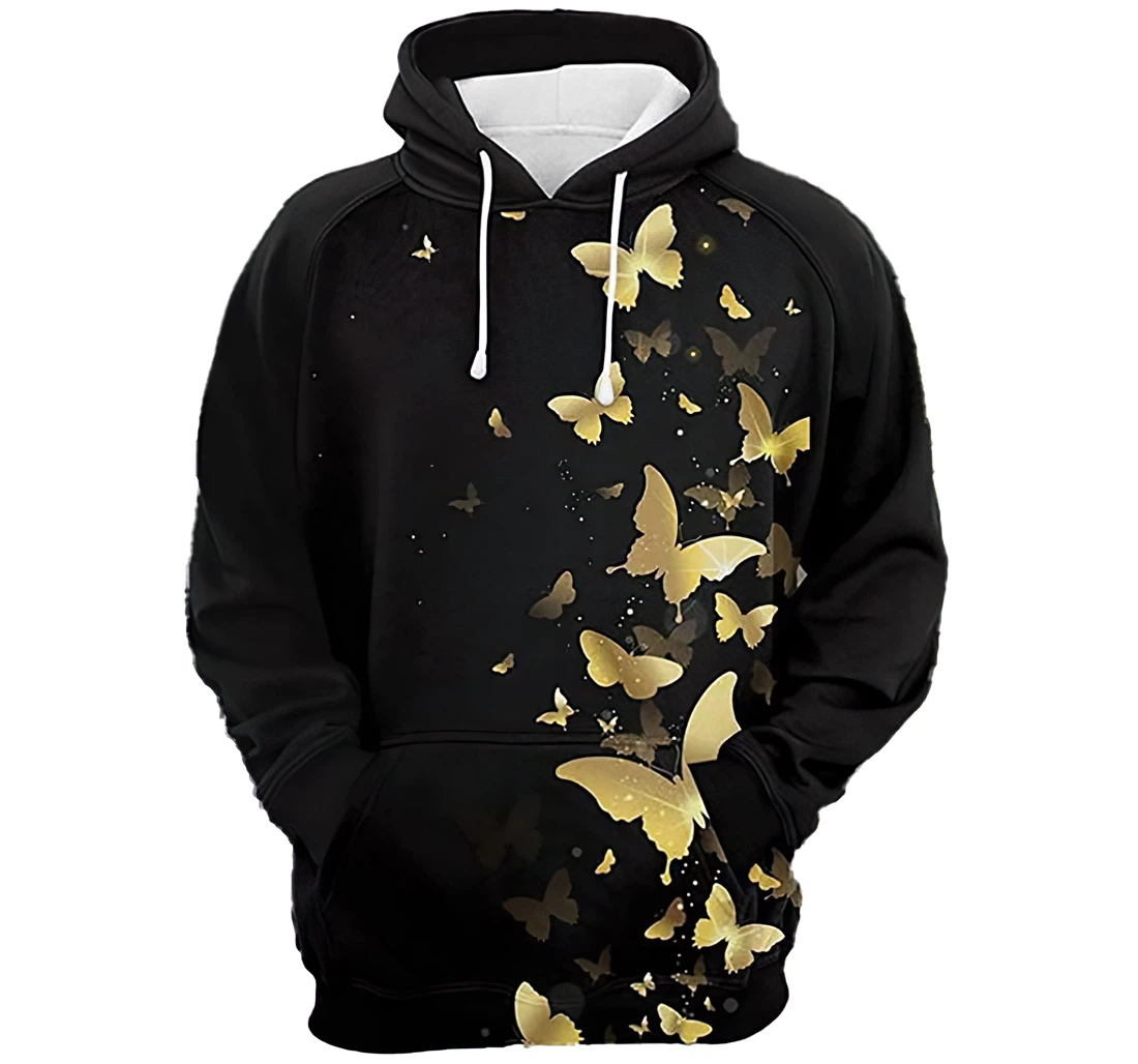 Golden Butterfly Tshirt Men - 3D Printed Pullover Hoodie