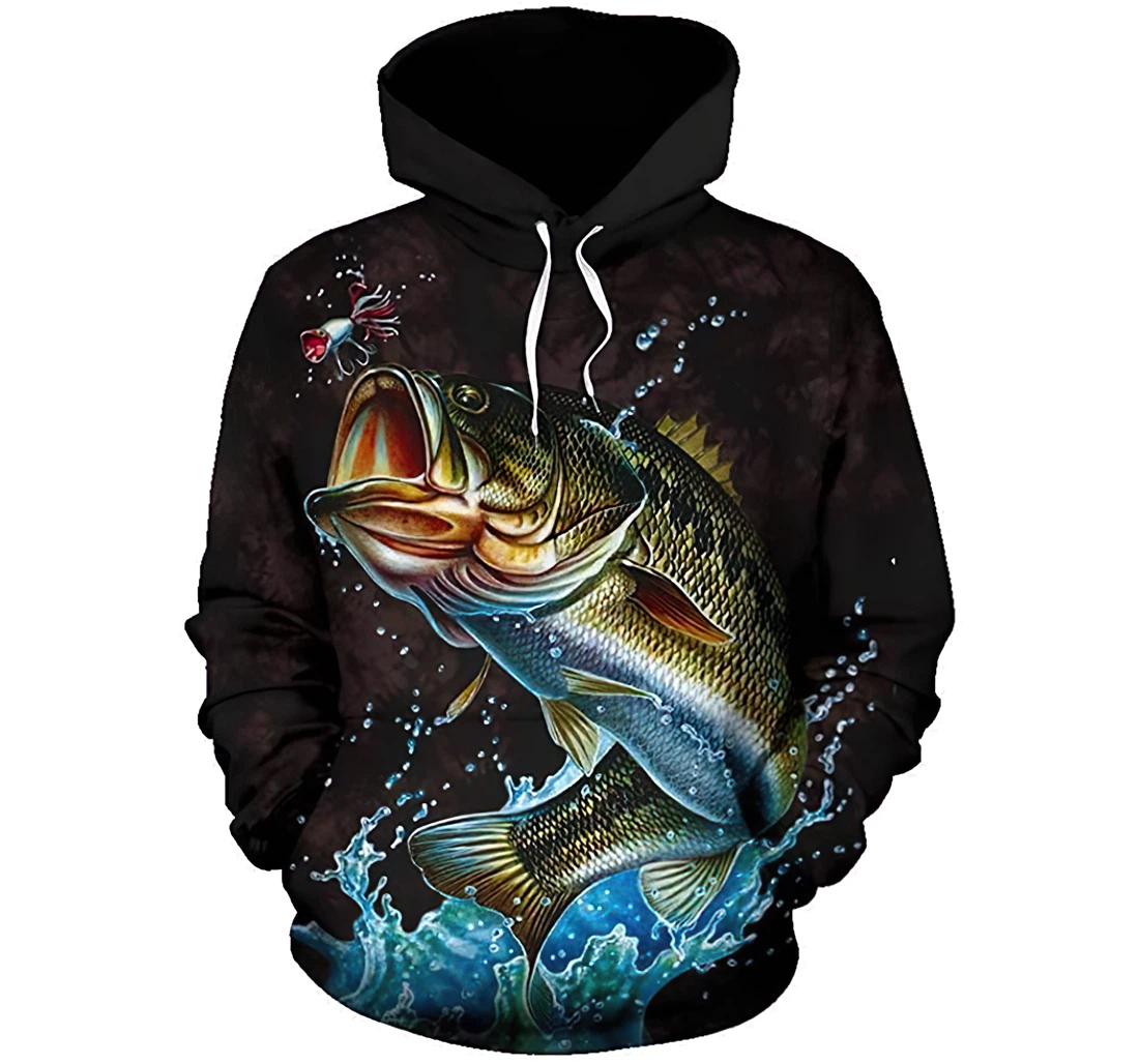 Bass Fishing Tshirt - 3D Printed Pullover Hoodie