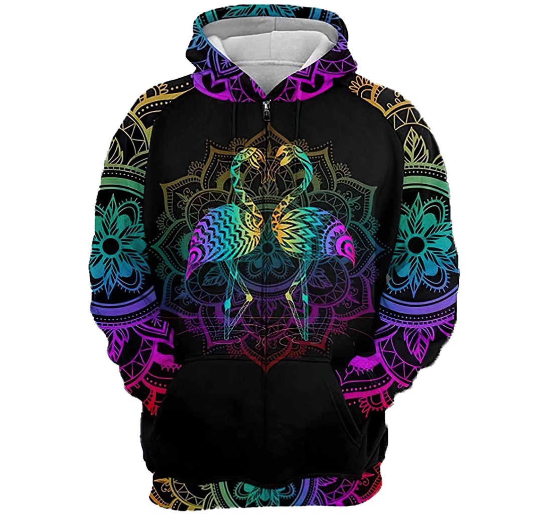 Flamingo Mandala Colorful Tshirt - 3D Printed Pullover Hoodie