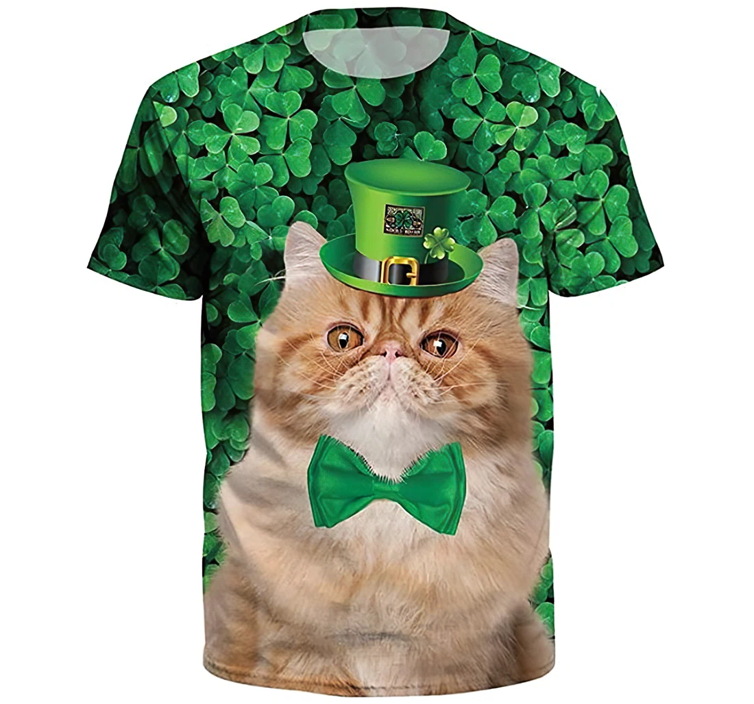 Saint Patrick's Day Cat Tshirt - 3D Printed T-shirt