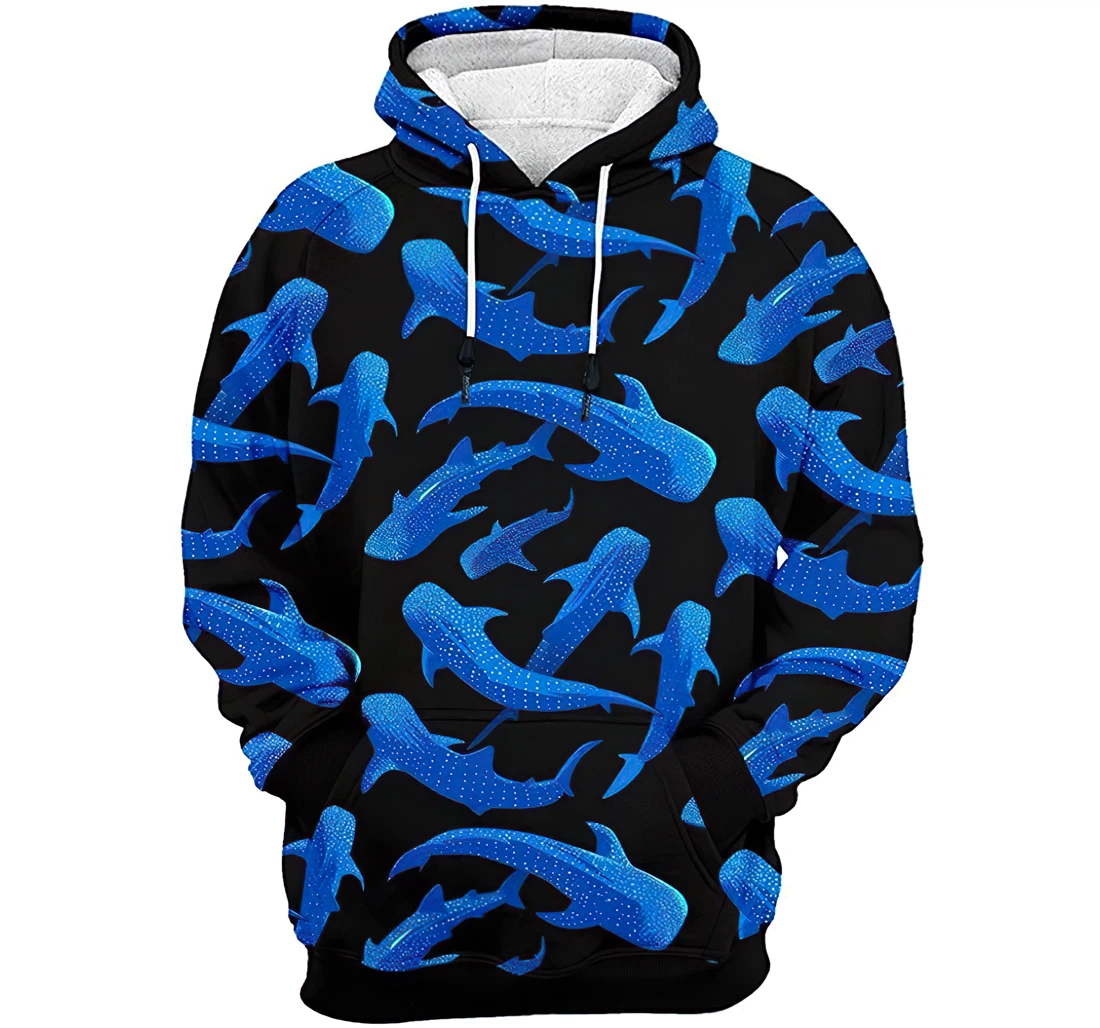 Blue And White Dot Shark Tshirt - 3D Printed Pullover Hoodie