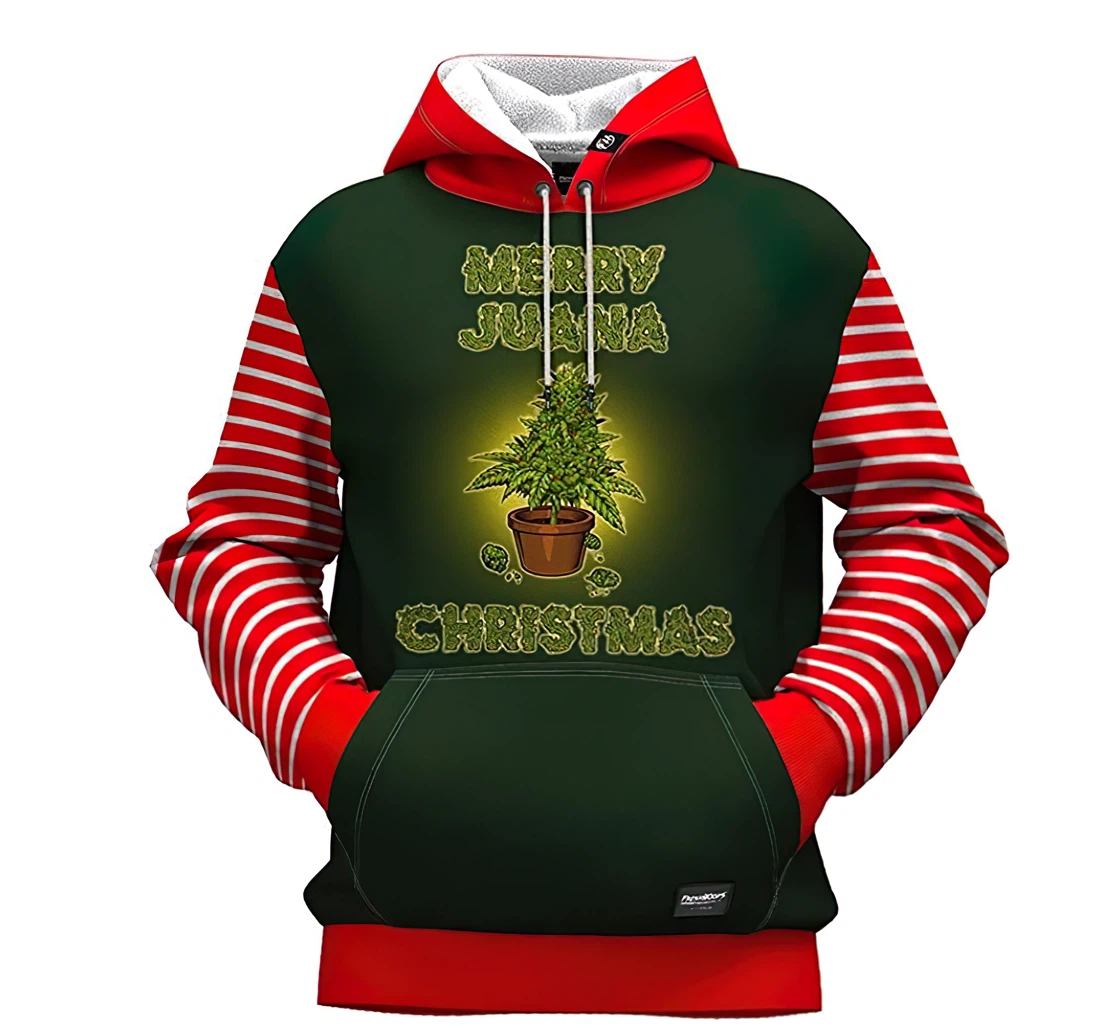 Merryjuana Christmas Tshirt - 3D Printed Pullover Hoodie
