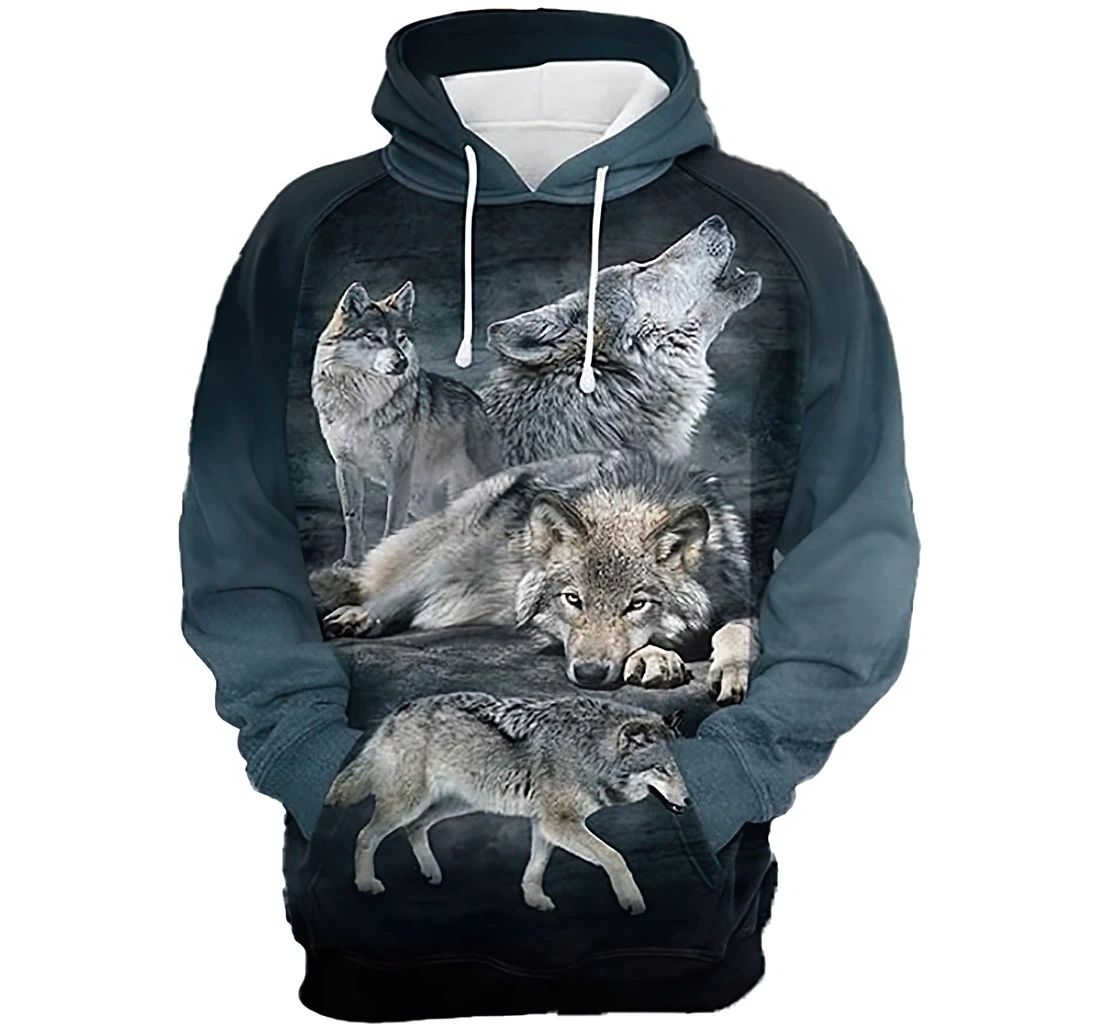 Beautiful Family Wolf Tshirt - 3D Printed Pullover Hoodie