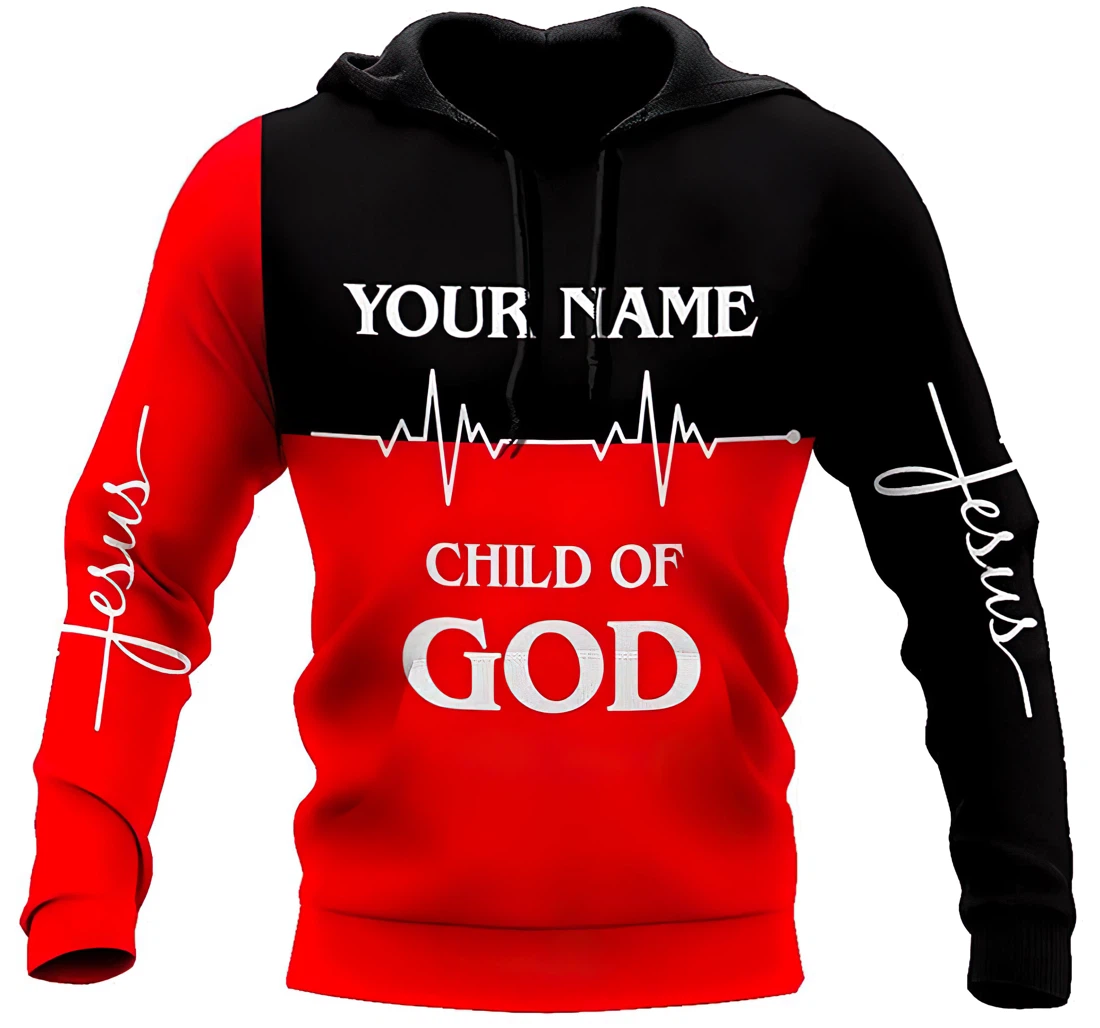 Personalized Name Child Of God Red And - 3D Printed Pullover Hoodie