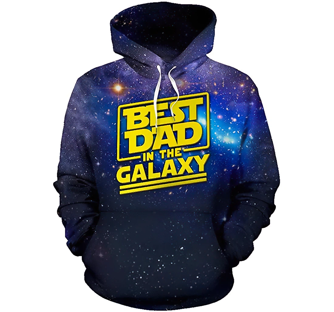 Best Dad In Galaxy Tshirt - 3D Printed Pullover Hoodie