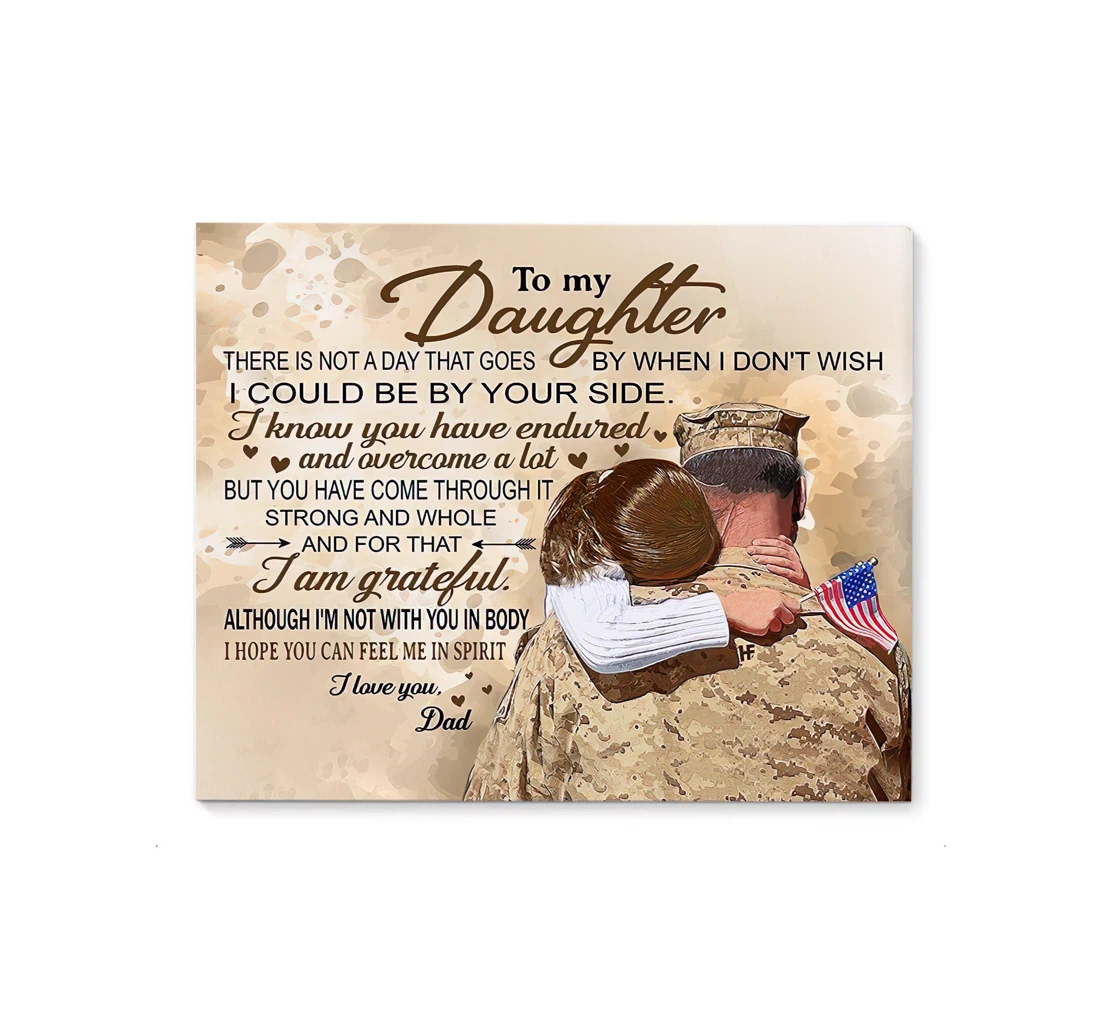 Poster, Canvas - Military Man Hugging His Daughter Print Framed Wall Art